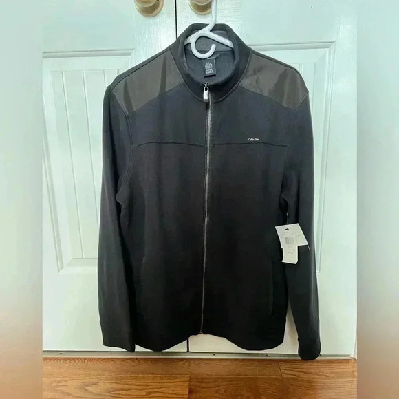 Calvin Klein Jeans Men’s long sleeve full zip mock neck black jacket, size M - Picture 1 of 7